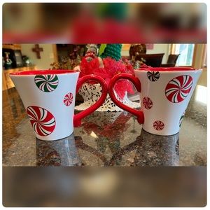 Pier 1-Hand Painted Pair of ‘Candy Cane’ Mugs-EUC!!!